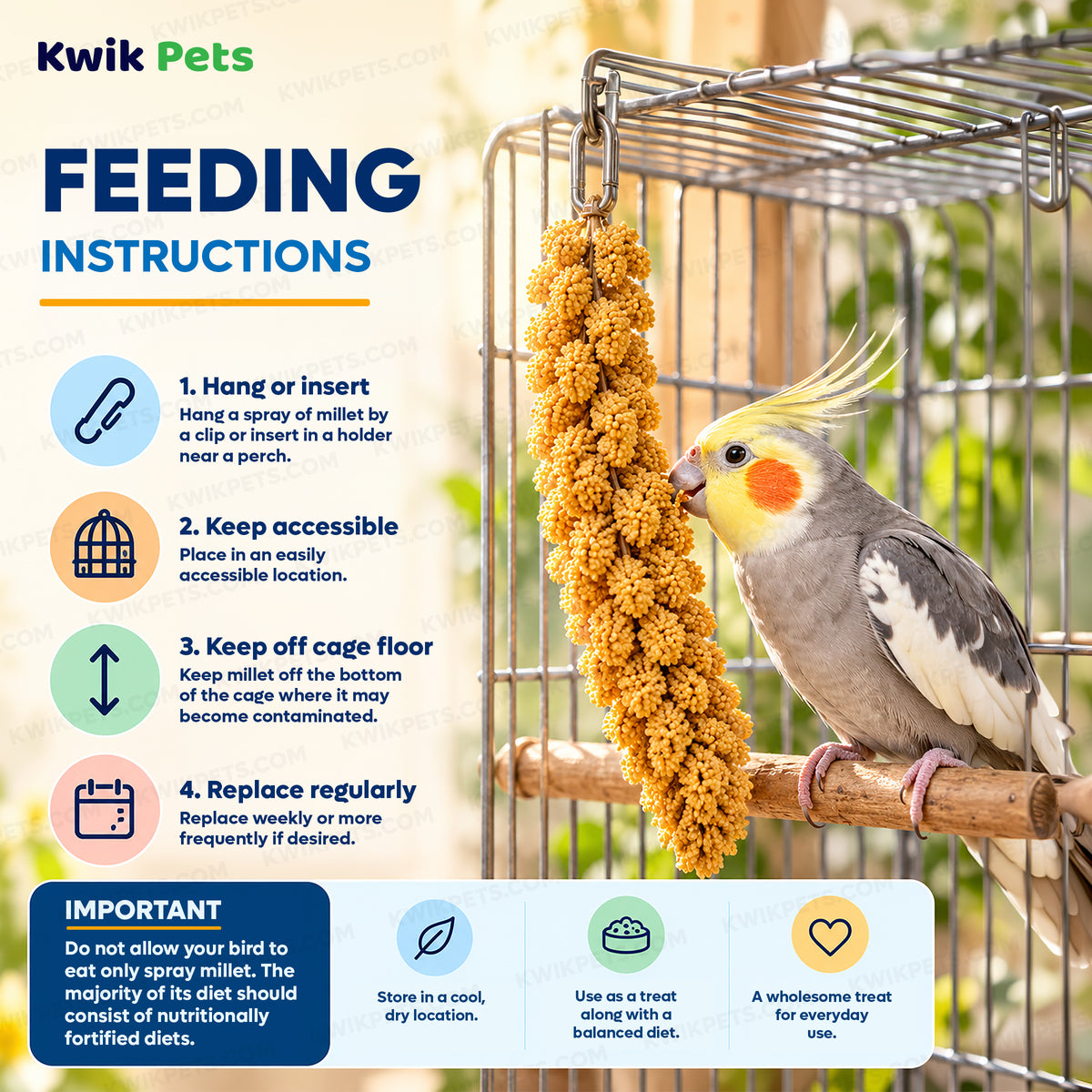 Feeding Guide Lines of Kaytee Natural Spray Millet Bird Treats 2 Pack