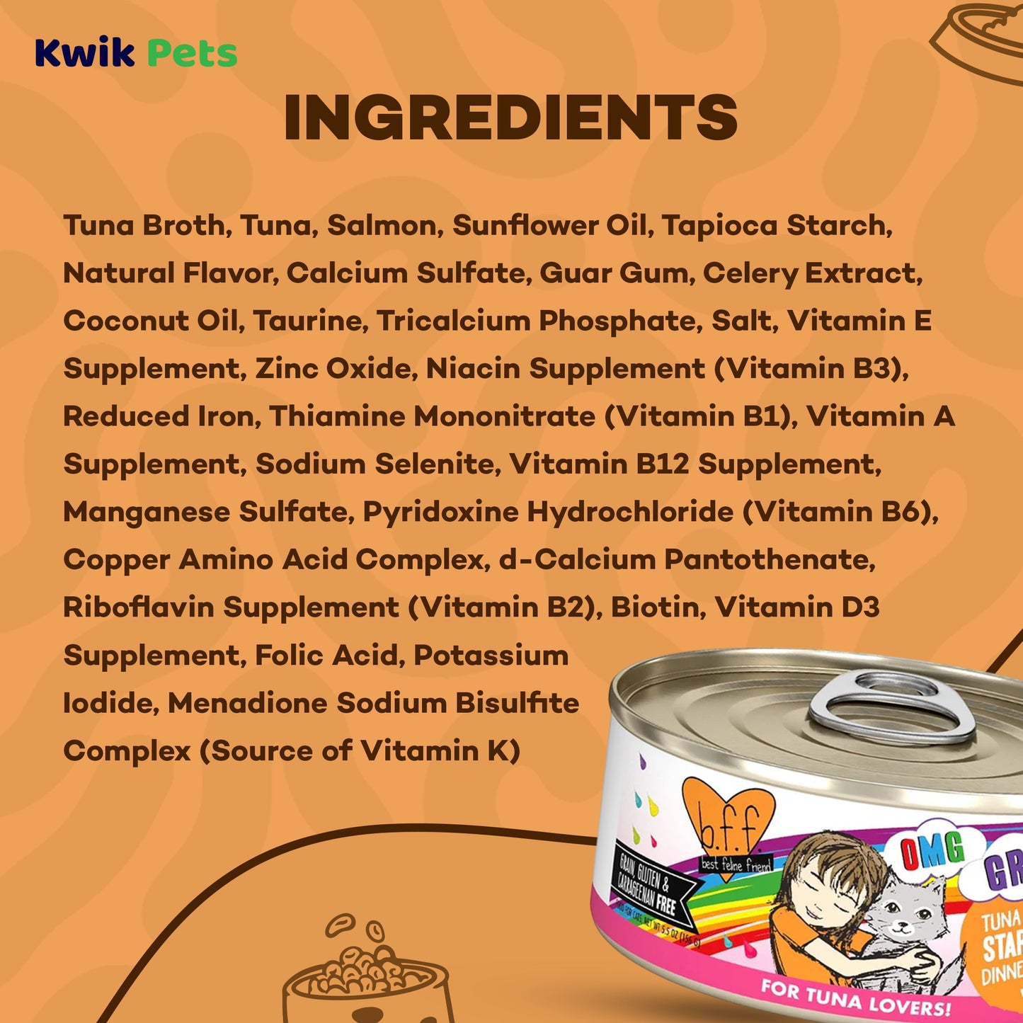 Ingredients info of Weruva B.F.F. OMG Tuna & Salmon Start Me Up Dinner in Gravy Wet Cat Food 2.8-oz
