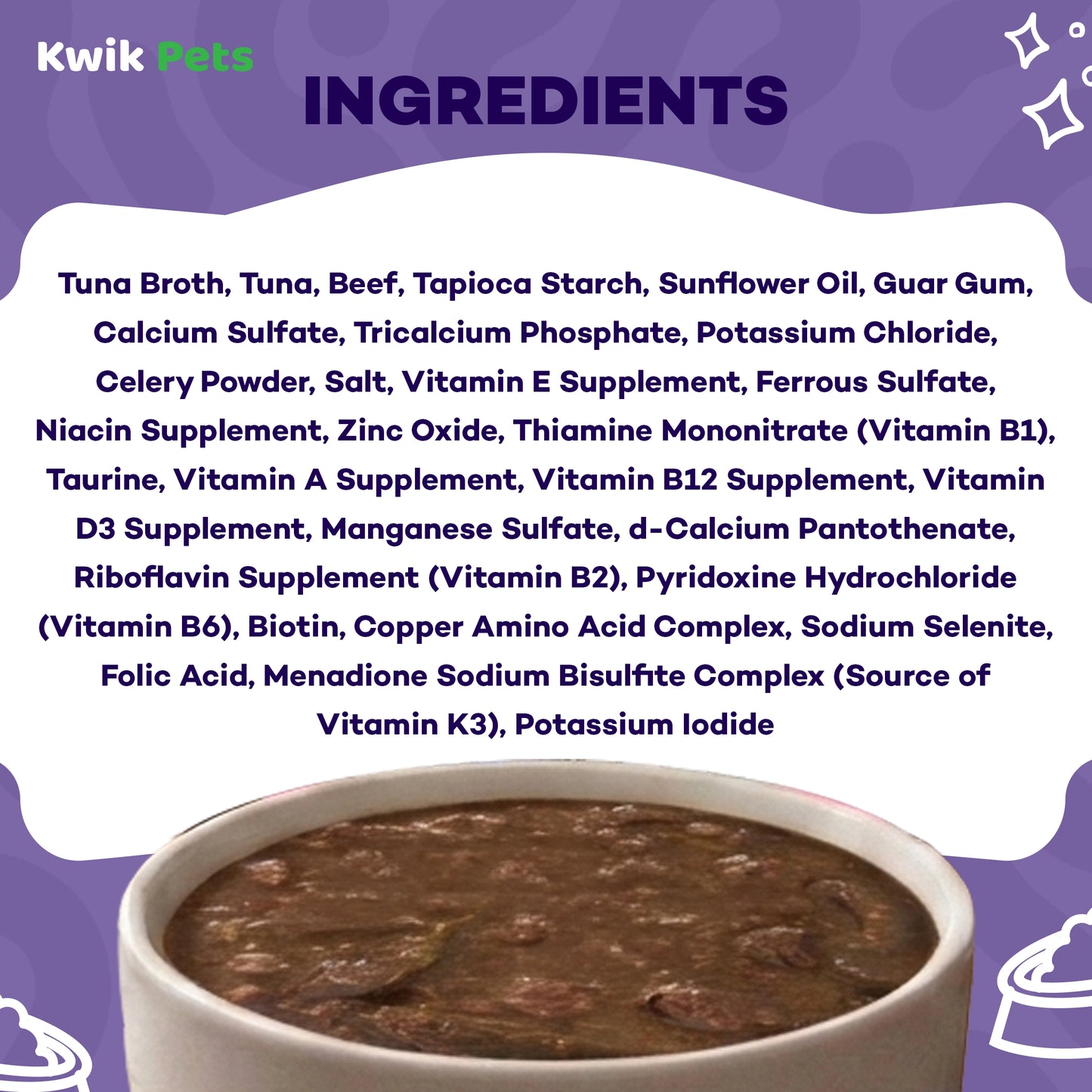 Ingredients info of Weruva B.F.F. OMG Tuna & Beef Baby Cakes Dinner in Gravy Wet Cat Food Pouches 3-oz