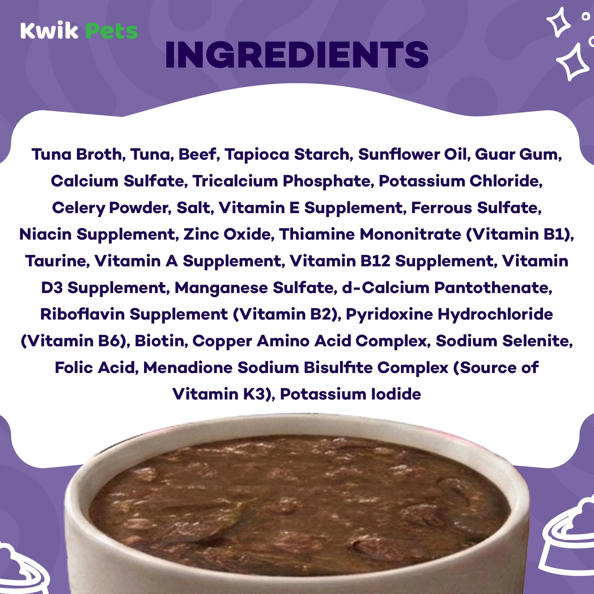 Ingredients info of Weruva B.F.F. OMG Tuna & Beef Baby Cakes Dinner in Gravy Wet Cat Food Pouches 3-oz