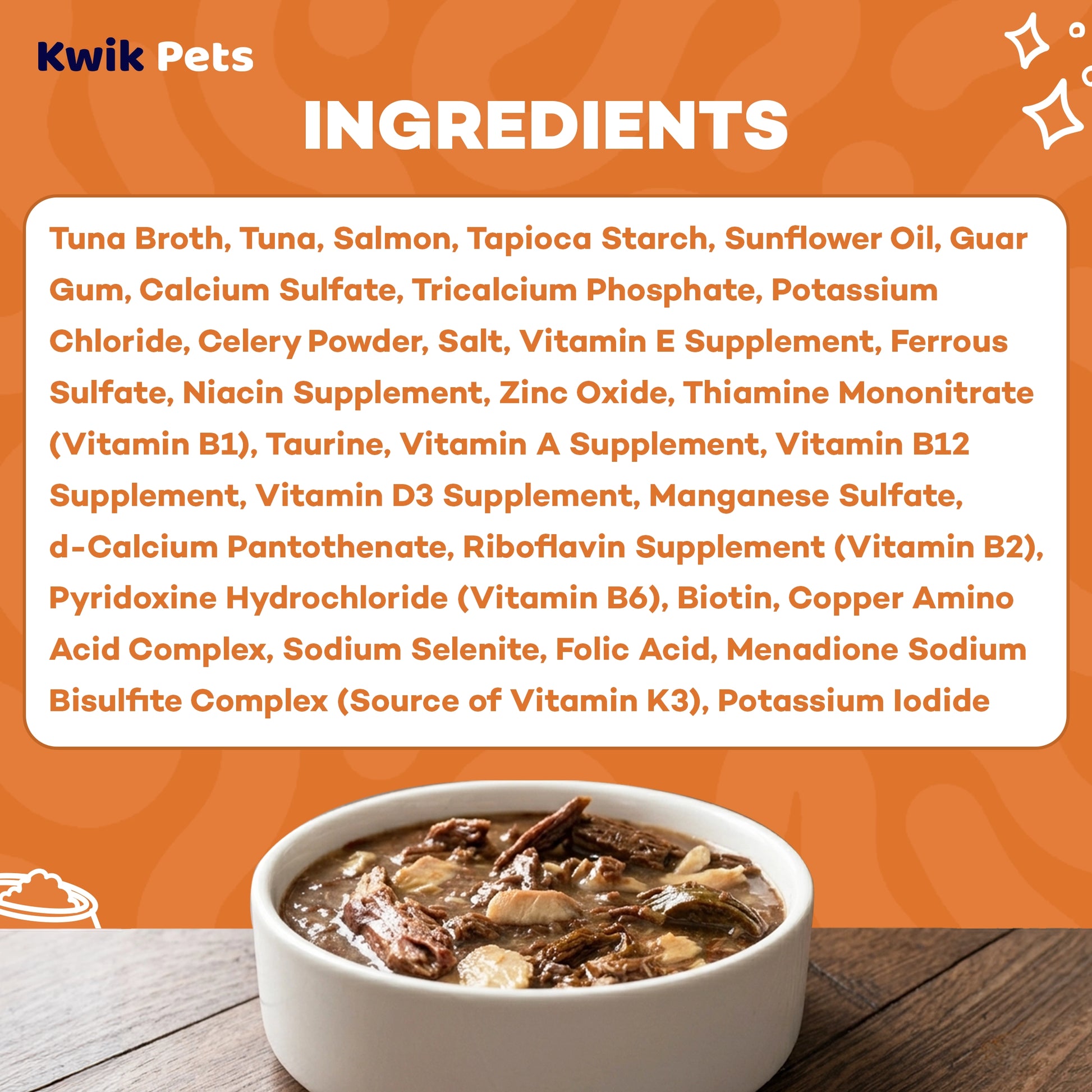 Ingredients info of Weruva B.F.F. OMG Tuna & Salmon Sweet Cheeks Dinner in Gravy Wet Cat Food Pouches 3-oz