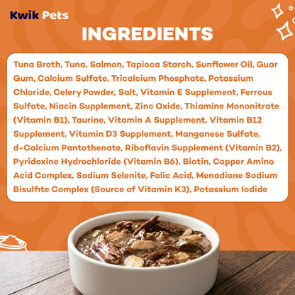 Ingredients info of Weruva B.F.F. OMG Tuna & Salmon Sweet Cheeks Dinner in Gravy Wet Cat Food Pouches 3-oz