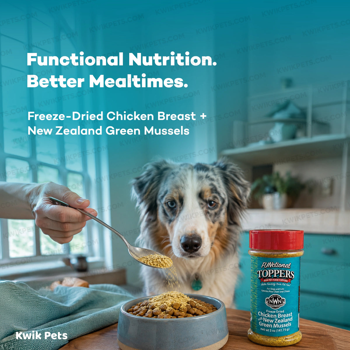 Features of Northwest Naturals Functional Freeze Dried Dog & Cat Food Topper Chicken Breast with Green Mussels 5-oz