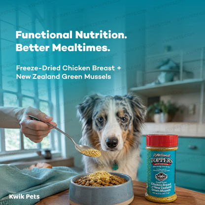 Features of Northwest Naturals Functional Freeze Dried Dog & Cat Food Topper Chicken Breast with Green Mussels 5-oz