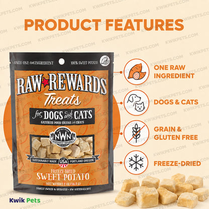 Features of Northwest Naturals Raw Rewards Freeze Dried Dog & Cat Treats Sweet Potato 2-oz
