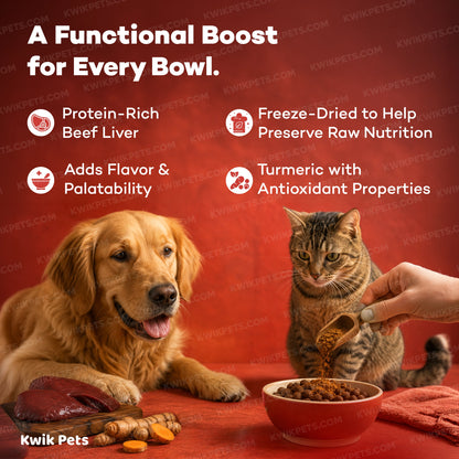 Benefits of Northwest Naturals Functional Freeze Dried Dog & Cat Food Topper Beef Liver with Turmeric 4.5-oz