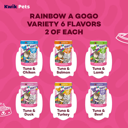 Variety Pack of Weruva B.F.F. OMG Rainbow À Gogo Variety Pack Wet Cat Food 3-oz Pouches 12 Count