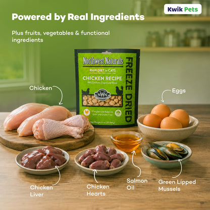 Ingredients of Northwest Naturals Freeze Dried Raw Diet Cat Food Chicken Recipe 11-oz