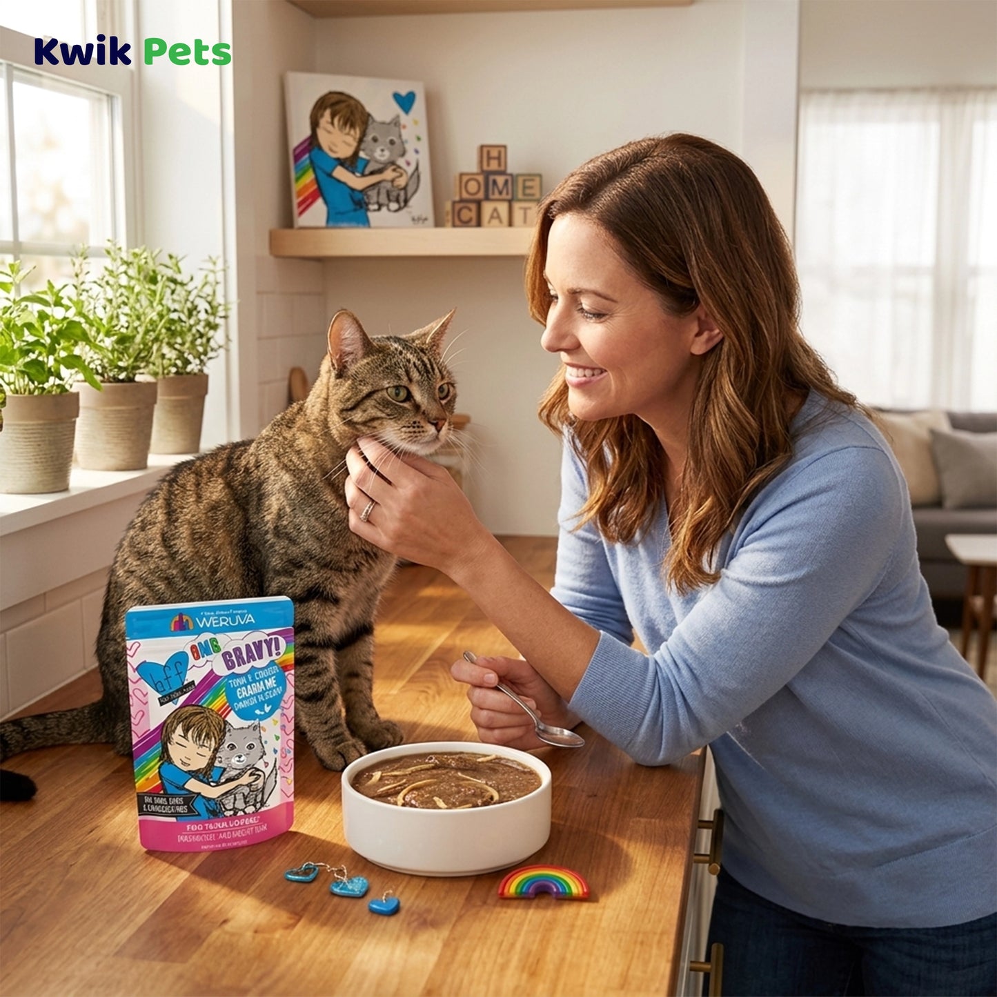 Lifestyle of Weruva B.F.F. OMG Tuna & Chicken Charm Me Dinner in Gravy Wet Cat Food Pouches 3-oz