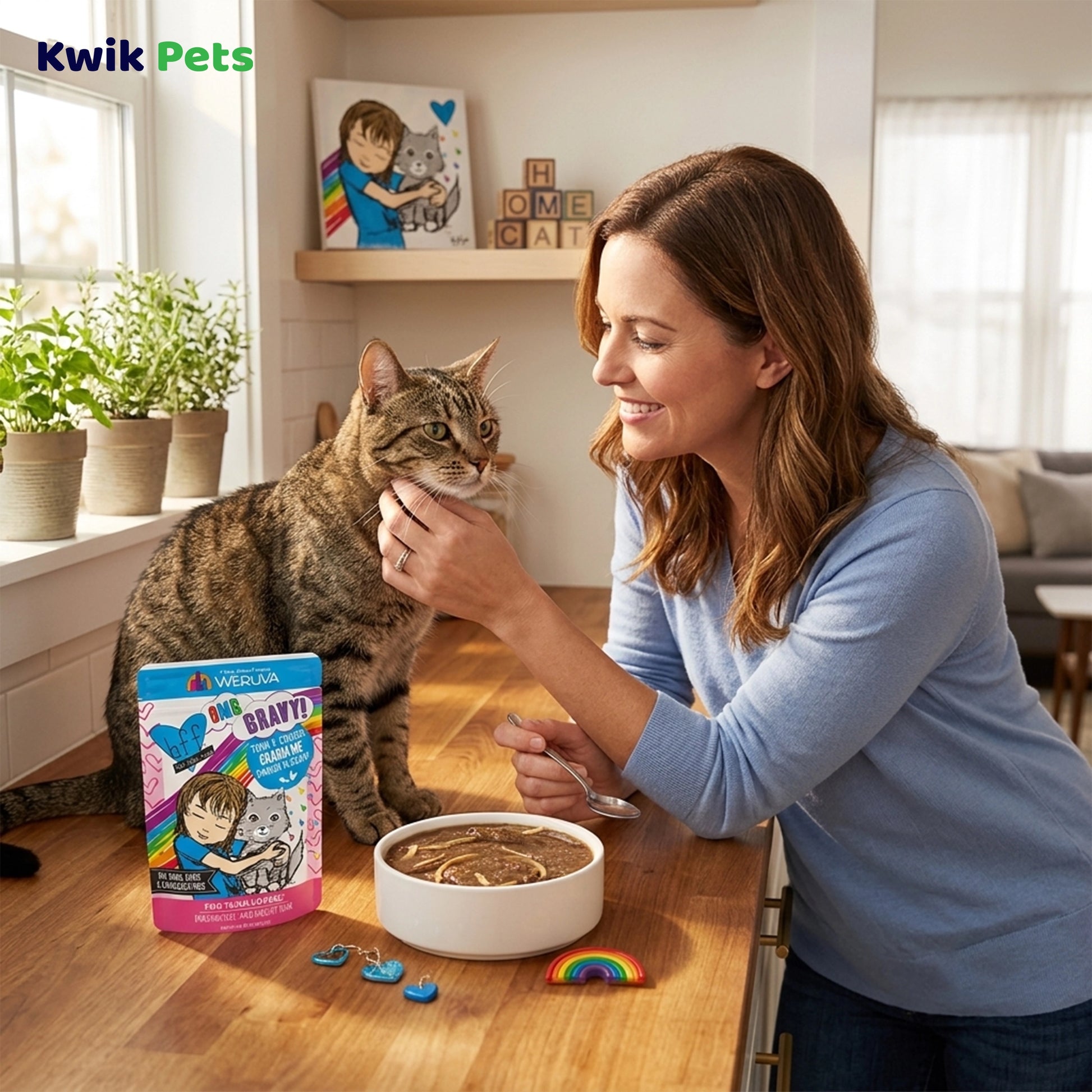 Lifestyle of Weruva B.F.F. OMG Tuna & Chicken Charm Me Dinner in Gravy Wet Cat Food Pouches 3-oz