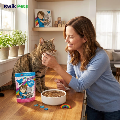 Lifestyle of Weruva B.F.F. OMG Tuna & Chicken Charm Me Dinner in Gravy Wet Cat Food Pouches 3-oz