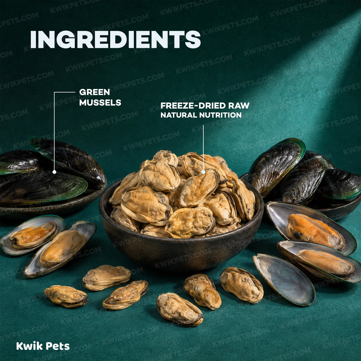 Ingredients info of Northwest Naturals Raw Rewards Freeze Dried Dog & Cat Treats Green Mussels 2-oz