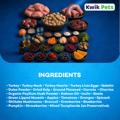 Ingredients info of Northwest Naturals Freeze Dried Raw Diet Cat Food Turkey Recipe 11-oz