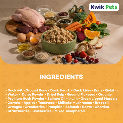 Ingredients of Northwest Naturals Freeze Dried Raw Diet Cat Food Duck Recipe 11-oz