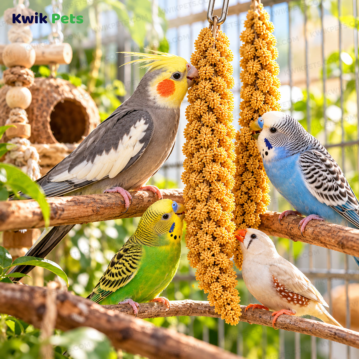 Lifestyle of Kaytee Natural Spray Millet Bird Treats 2 Pack