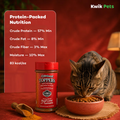 Nutrition 2 of Northwest Naturals Functional Freeze Dried Dog & Cat Food Topper Beef Liver with Turmeric 4.5-oz