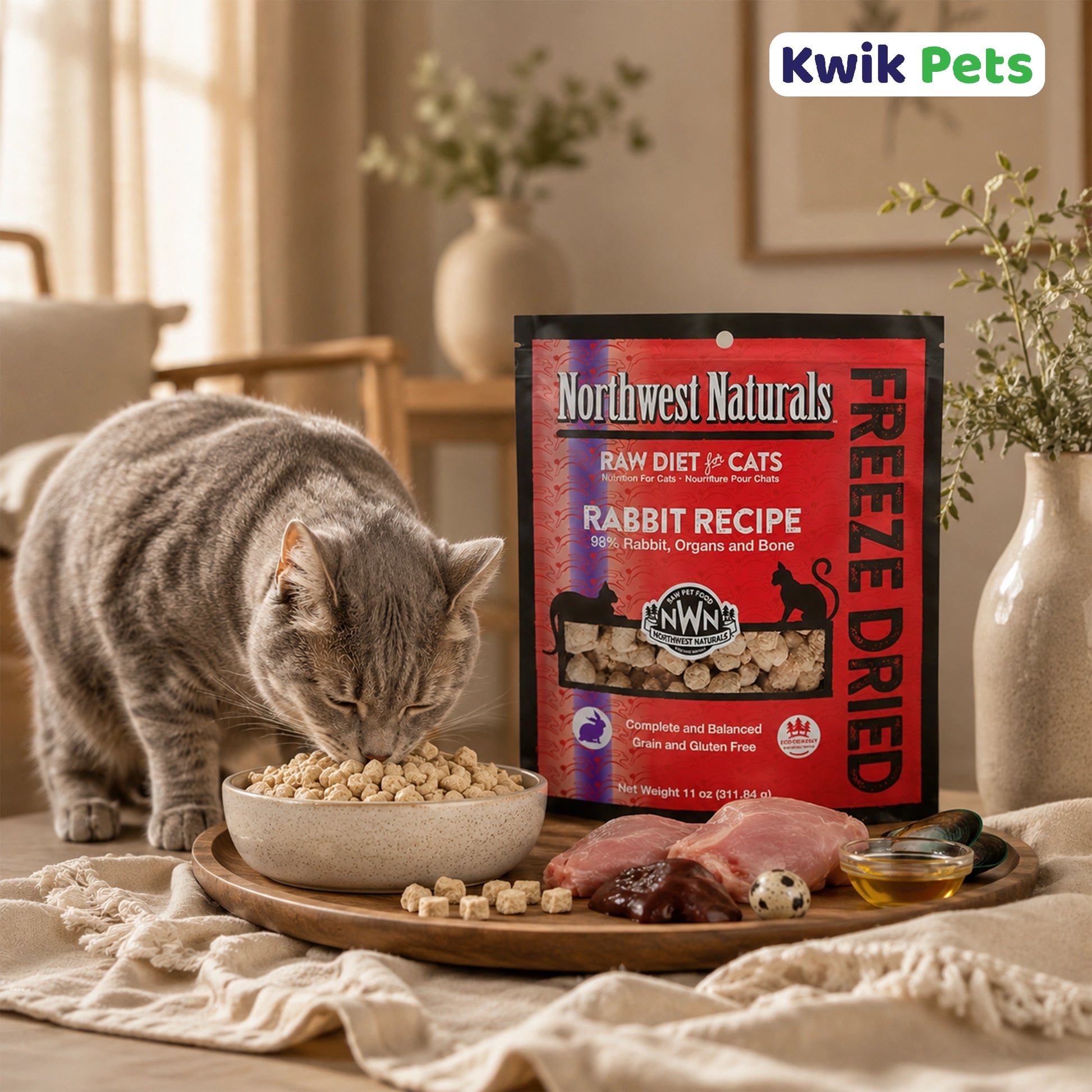 LifeStyle of Northwest Naturals Freeze Dried Raw Diet Cat Food Rabbit Recipe 11-oz
