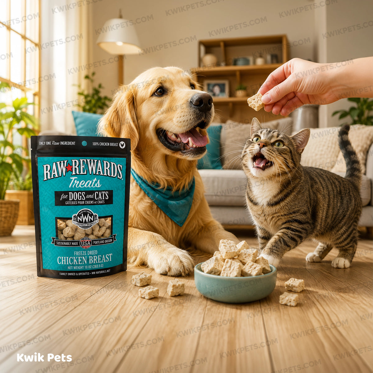 Lifestyle of Northwest Naturals Raw Rewards Freeze Dried Dog & Cat Treats Chicken Breast 10-oz