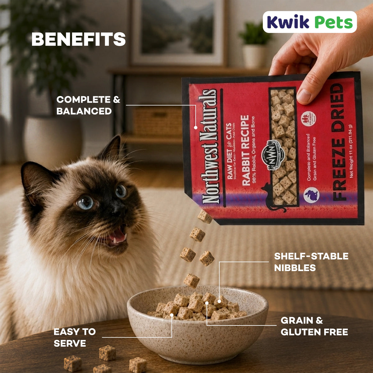 Benefits of Northwest Naturals Freeze Dried Raw Diet Cat Food Rabbit Recipe 11-oz