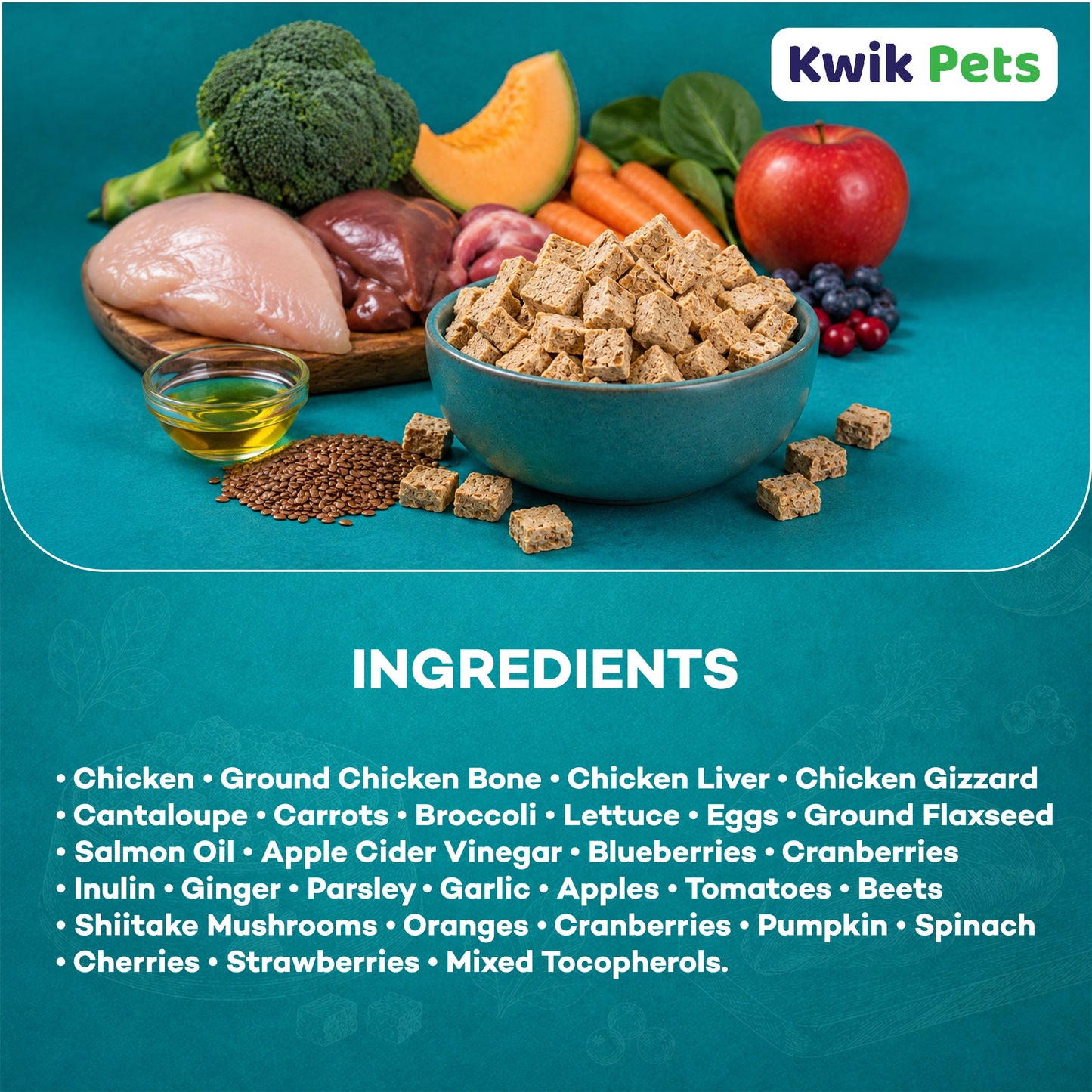 Ingredients info of Northwest Naturals Freeze Dried Raw Diet Dog Food Chicken Recipe 12-oz