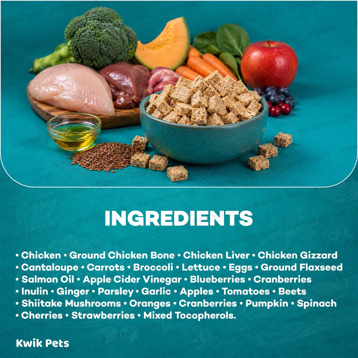 Ingredients info of Northwest Naturals Freeze Dried Raw Diet Dog Food Chicken Recipe 12-oz