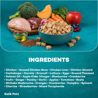 Ingredients info of Northwest Naturals Freeze Dried Raw Diet Dog Food Chicken Recipe 12-oz