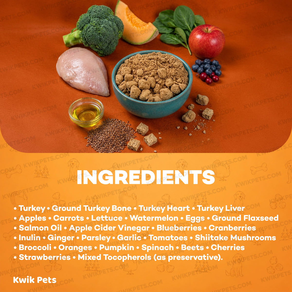 Ingredients info of Northwest Naturals Freeze Dried Raw Diet Dog Food Turkey Recipe 12-oz