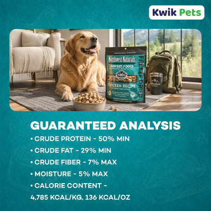 Guaranteed-Analysis of Northwest Naturals Freeze Dried Raw Diet Dog Food Chicken Recipe 12-oz