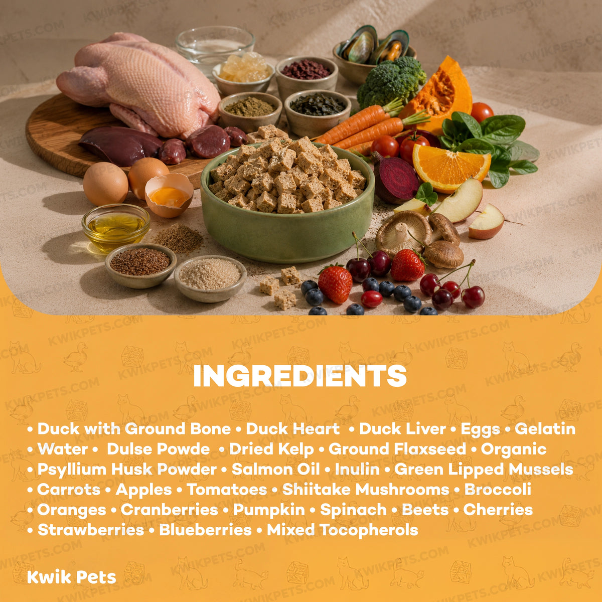 Ingredients info of Northwest Naturals Freeze Dried Raw Diet Cat Food Duck Recipe 11-oz