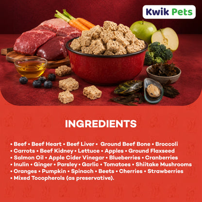 Ingredients info of Northwest Naturals Freeze Dried Raw Diet Dog Food Beef Recipe 25-oz