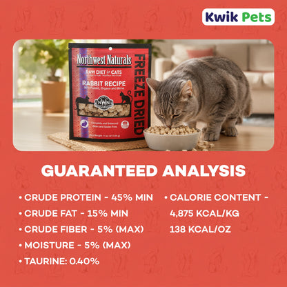 Guaranteed-Analysis of Northwest Naturals Freeze Dried Raw Diet Cat Food Rabbit Recipe 11-oz