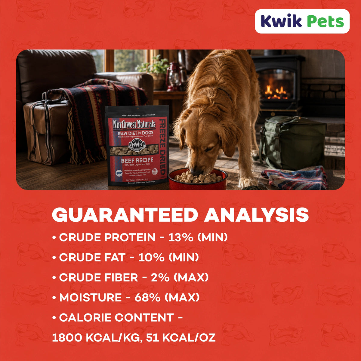 Guaranteed-Analysis of Northwest Naturals Freeze Dried Raw Diet Dog Food Beef Recipe 12-oz