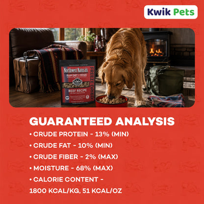 Guaranteed-Analysis of Northwest Naturals Freeze Dried Raw Diet Dog Food Beef Recipe 12-oz