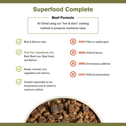 Product info of Badlands Ranch Superfood Complete Air-Dried Dog Food Beef 24-oz