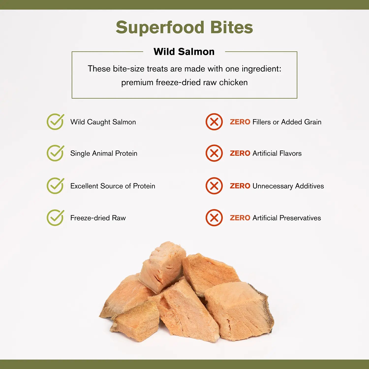 Product info of Badlands Ranch Superfood Bites Freeze-Dried Raw Dog Treats Wild Salmon 4-oz