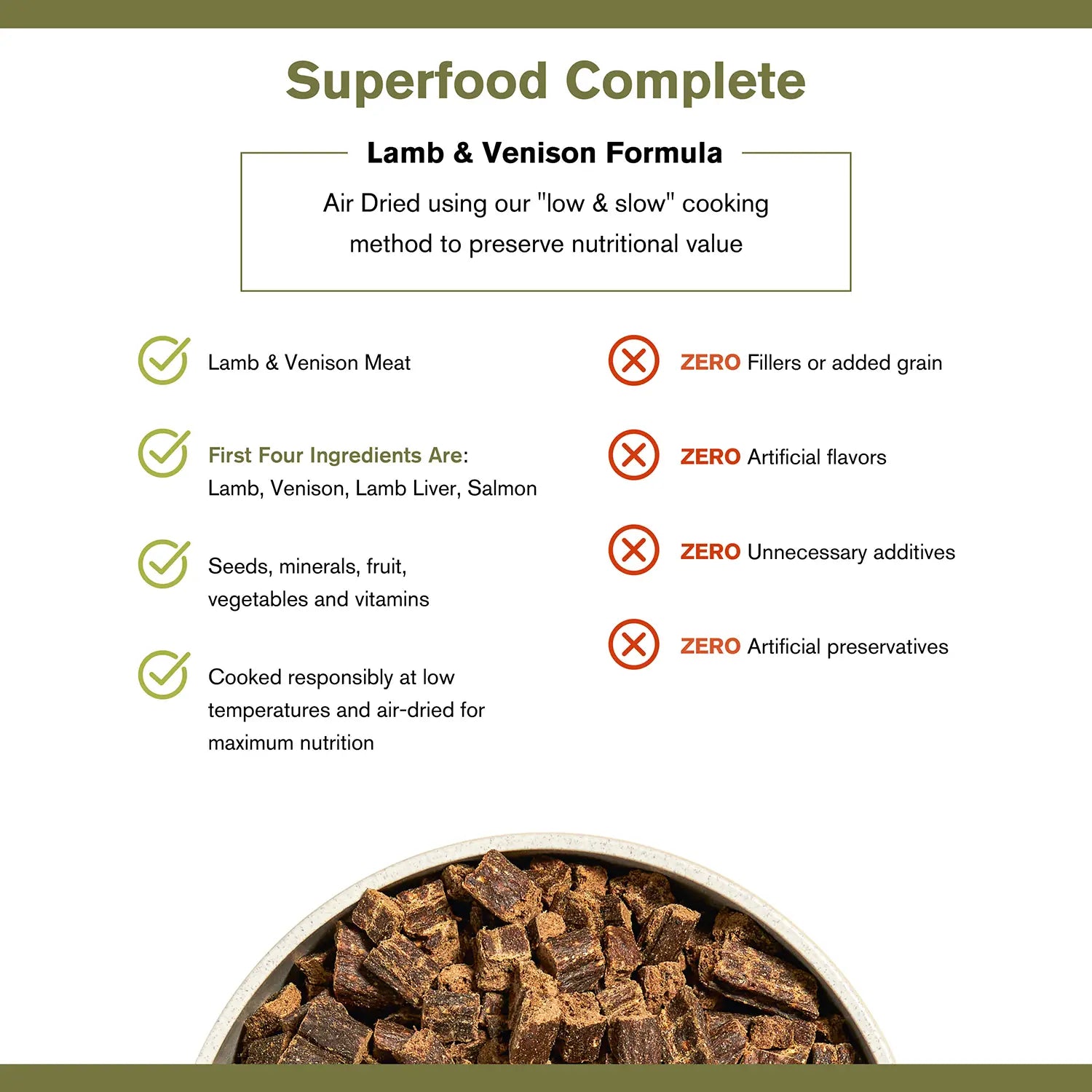 Product info of Badlands Ranch Superfood Complete Air-Dried Dog Food Lamb & Venison 24-oz