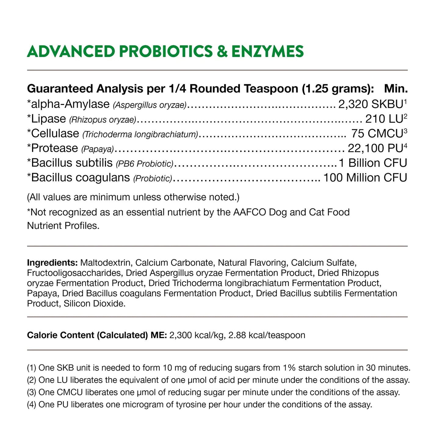 Ingredients & Guaranteed-Analysis of NaturVet Advanced Probiotic & Enzymes Powder for Dogs & Cats 4-oz