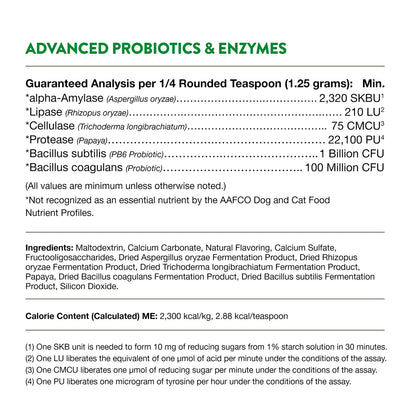 Ingredients & Guaranteed-Analysis of NaturVet Advanced Probiotic & Enzymes Powder for Dogs & Cats 4-oz