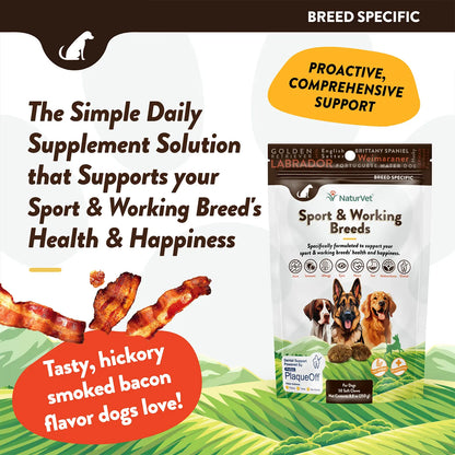 Product info of NaturVet Sport & Working Breed-Specific Supplement Soft Chews for Dogs 50 Count 8.8-oz
