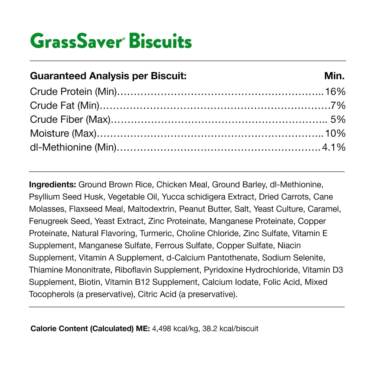 Guaranteed-Analysis ,Ingredients info & Calorie Content info of NaturVet GrassSaver Dog Biscuits Peanut Butter 22.2-oz