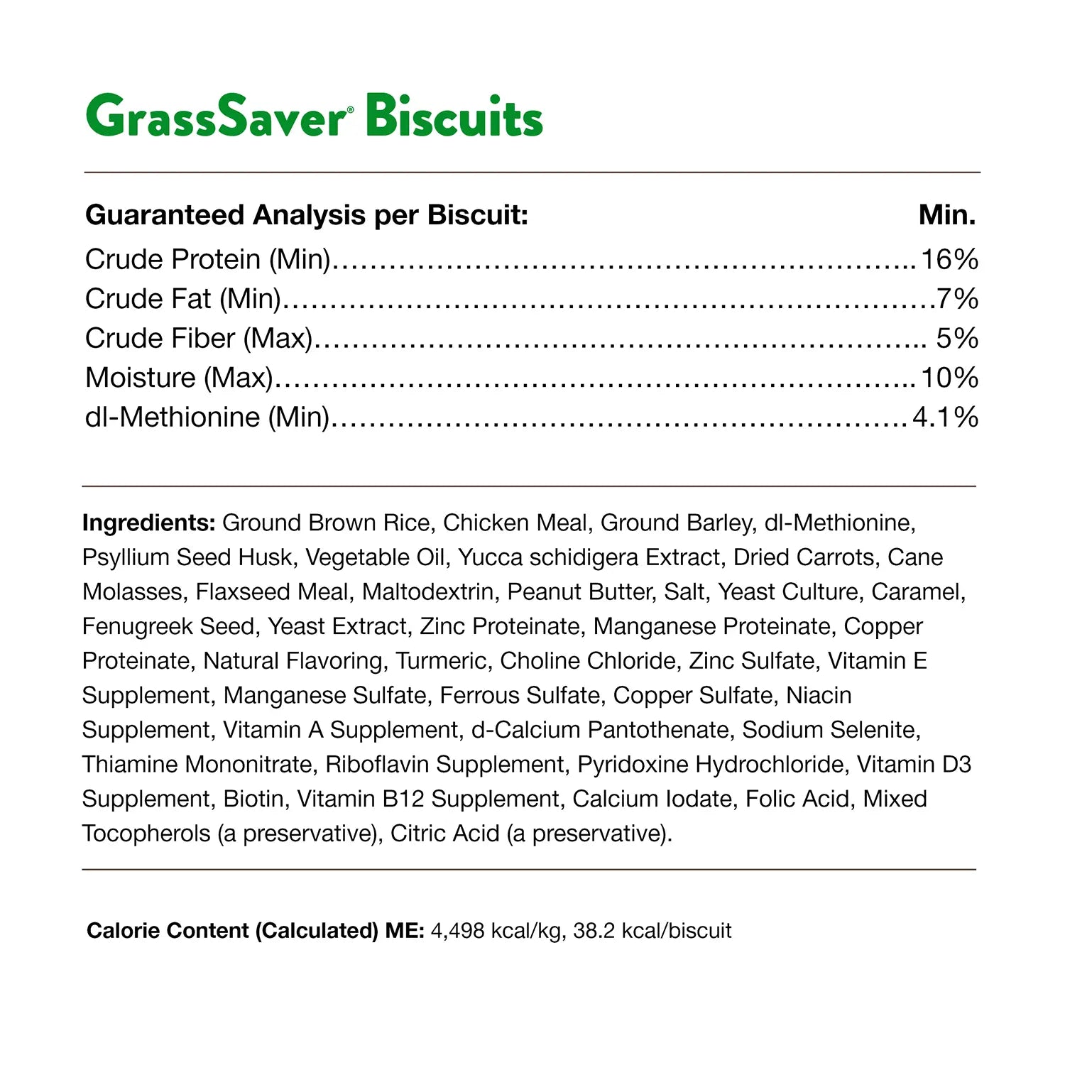 Guaranteed-Analysis ,Ingredients info & Calorie Content info of NaturVet GrassSaver Dog Biscuits Peanut Butter 22.2-oz