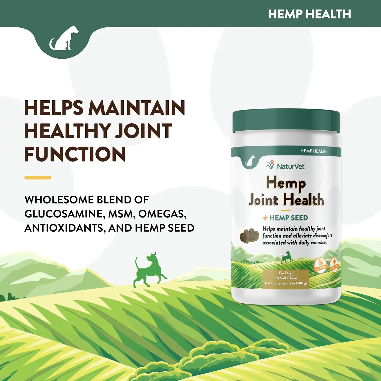 Info of NaturVet Hemp Joint Health Soft Chews for Dogs 60 Count 6.3-oz