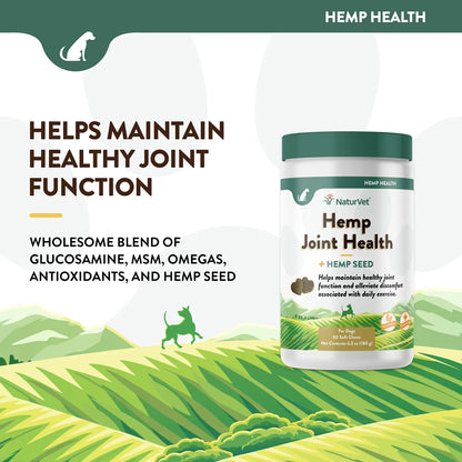 Info of NaturVet Hemp Joint Health Soft Chews for Dogs 60 Count 6.3-oz