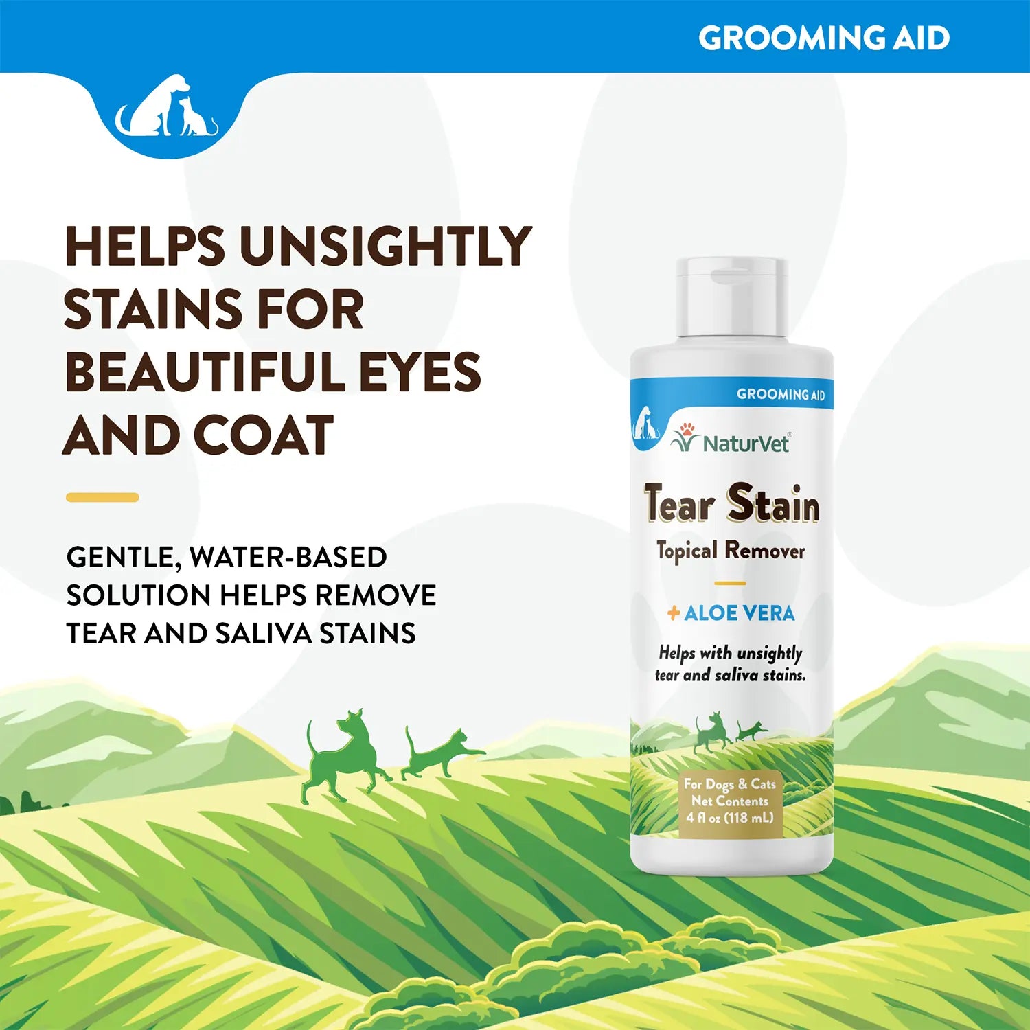 Product info of NaturVet Tear Stain Topical Remover for Dogs & Cats 4-oz