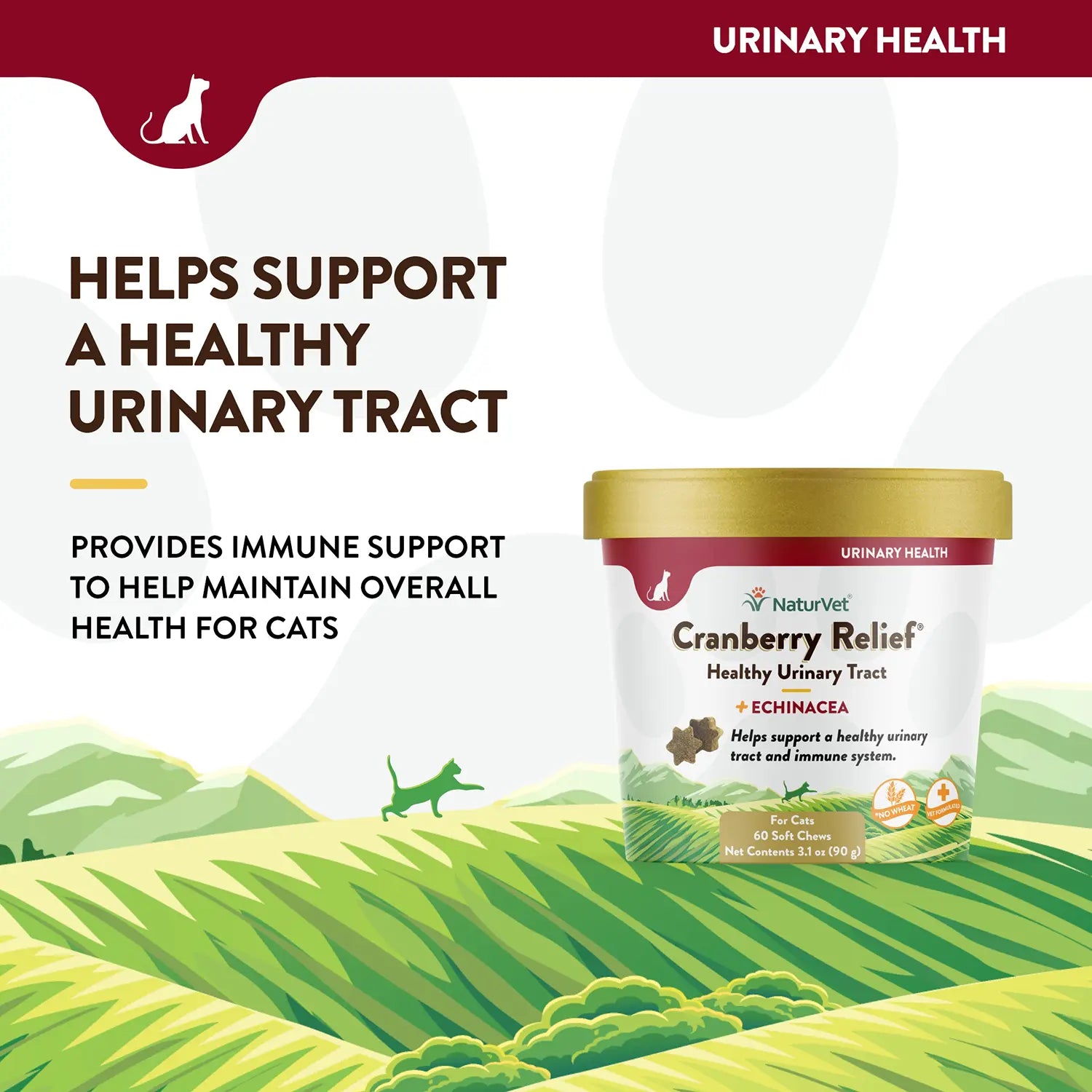 Product info of NaturVet Cranberry Relief Plus Echinacea Soft Chews for Cats 60 Count 3.1-oz