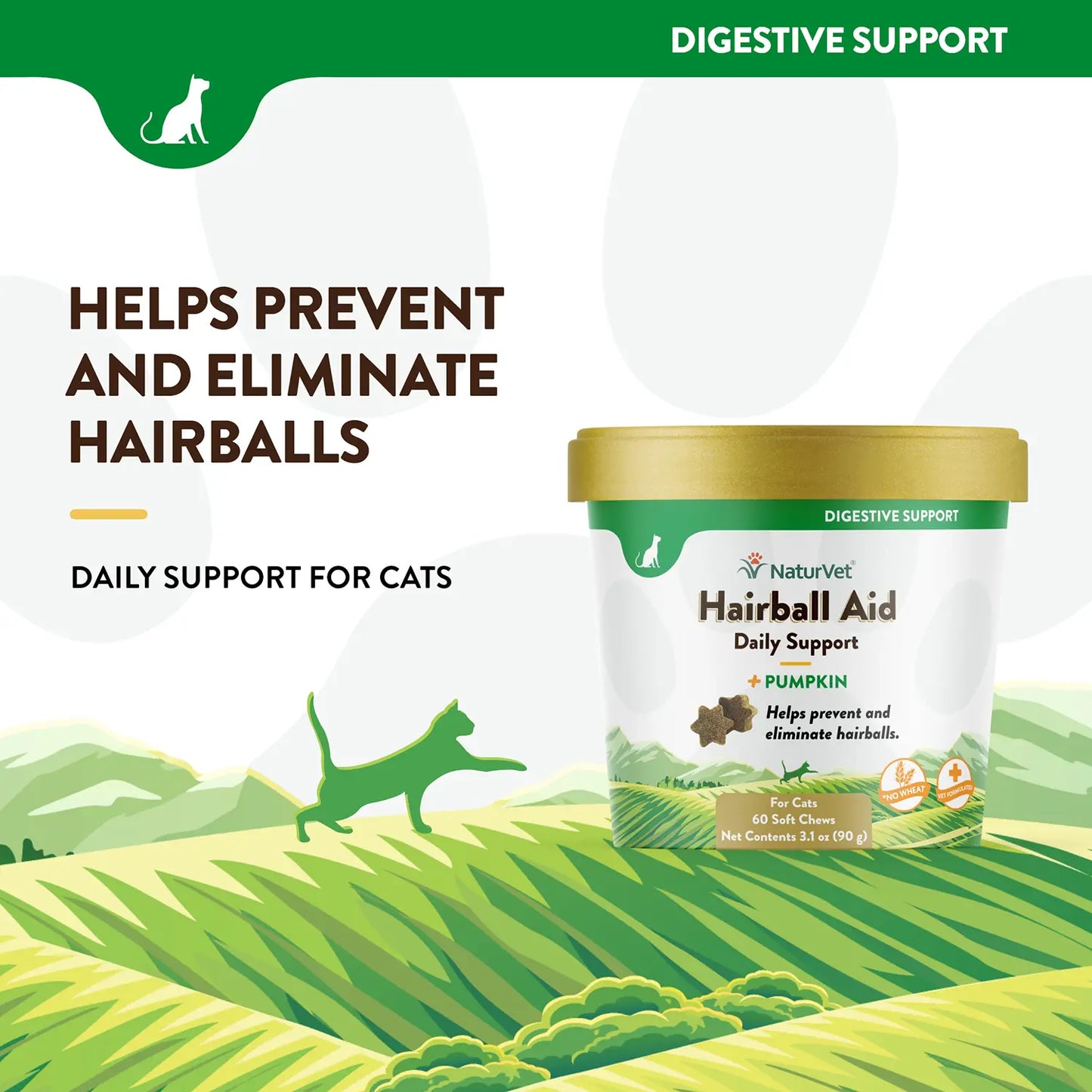 Info of NaturVet Hairball Aid Plus Pumpkin Soft Chews for Cats 60 Count 3.1-oz