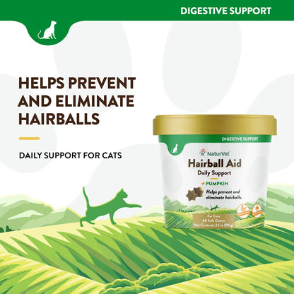 Info of NaturVet Hairball Aid Plus Pumpkin Soft Chews for Cats 60 Count 3.1-oz