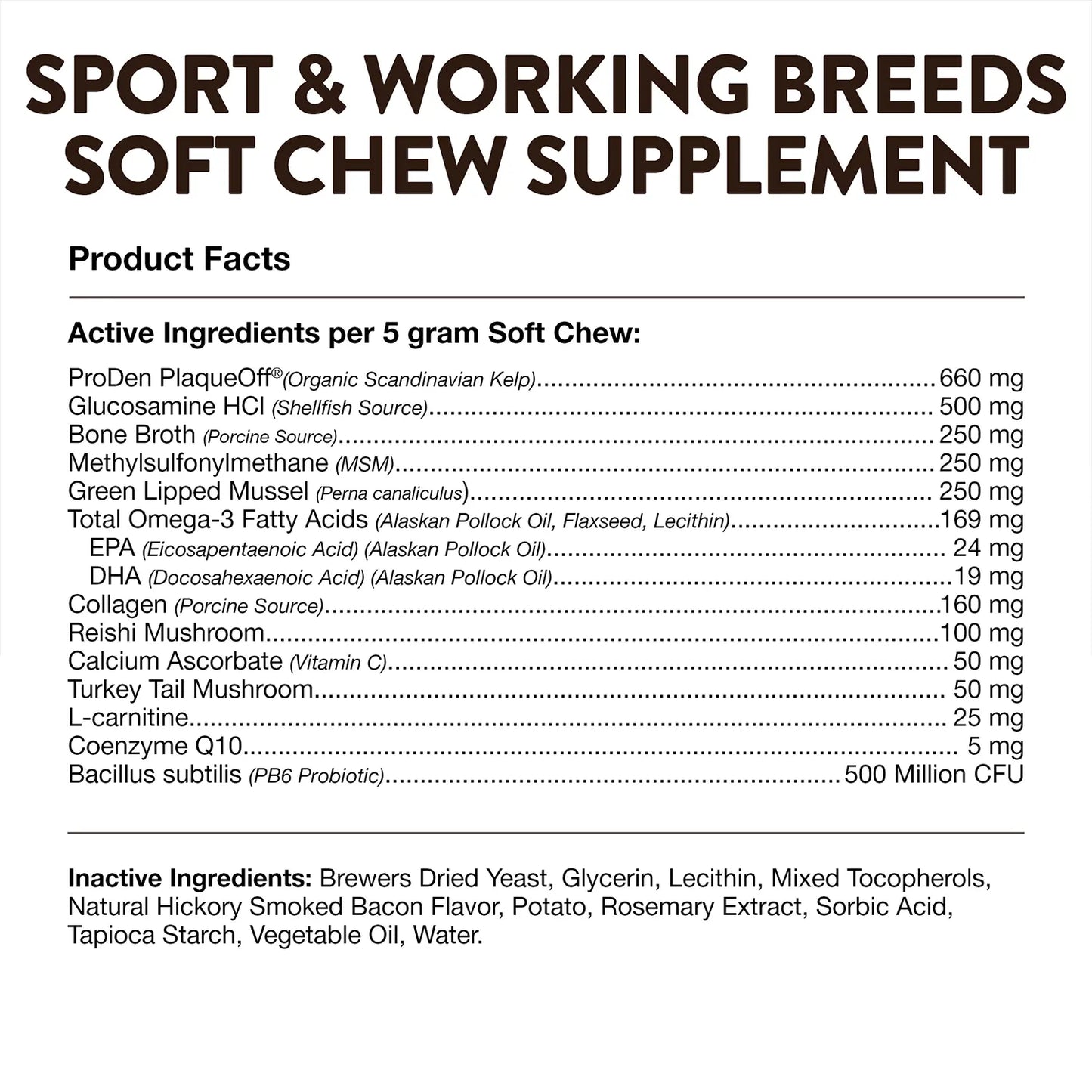 Product info of NaturVet Sport & Working Breed-Specific Supplement Soft Chews for Dogs 50 Count 8.8-oz