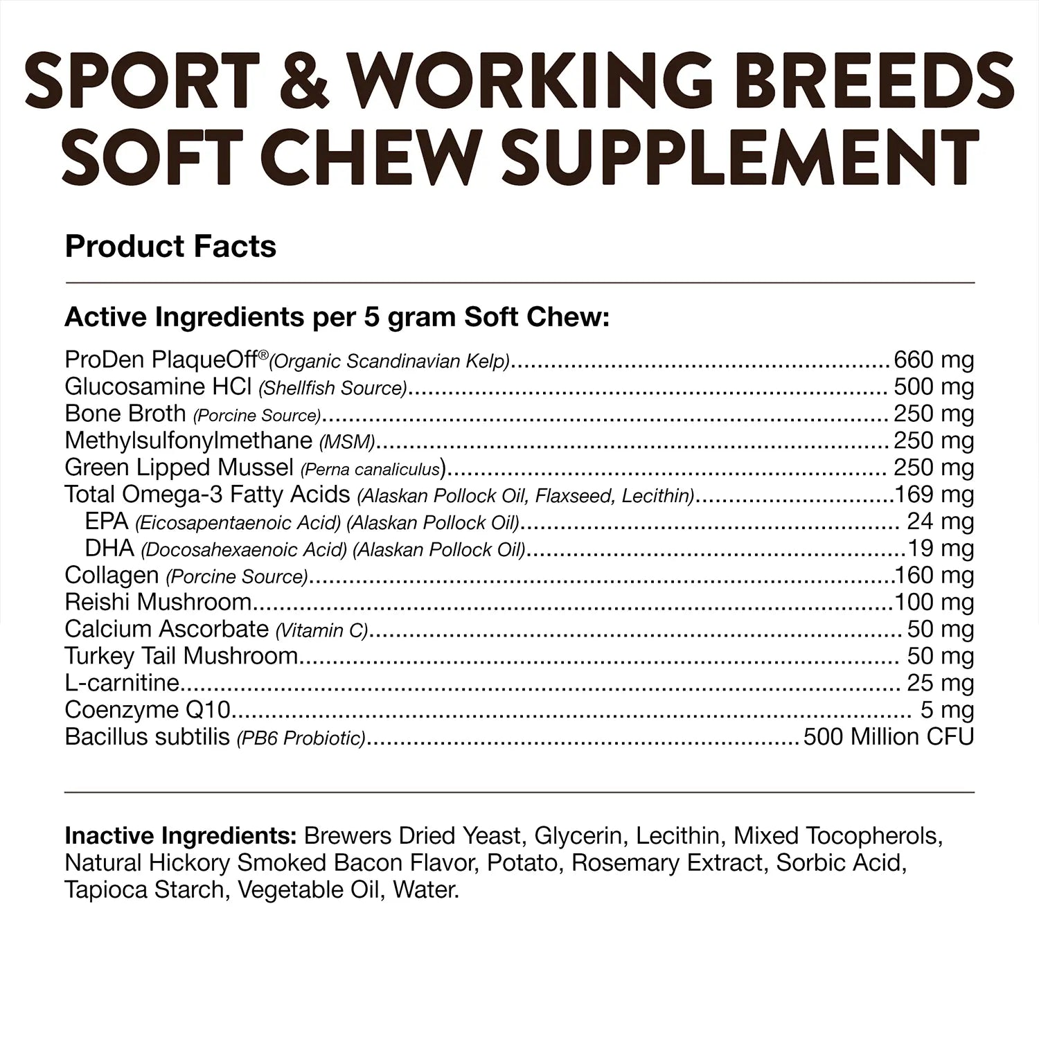 Product info of NaturVet Sport & Working Breed-Specific Supplement Soft Chews for Dogs 50 Count 8.8-oz