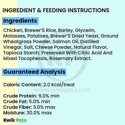 Ingredients & Guaranteed-Analysis of Pet Greens Cat Craves Semi-Moist Soft-Chew Cat Treats Chicken 3-oz
